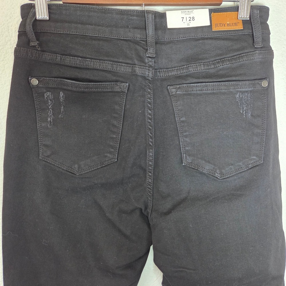 NWT Judy Blue Boyfriend Fit Distressed Black Jeans Casual Denim - Picture 5 of 12